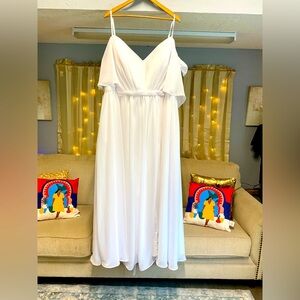 Beach Wedding Dress Chiffon Spaghetti Straps Lace Up  Bridal Gown Sz3x B61